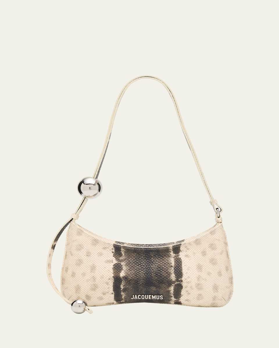 Le Bisou Snake-Embossed Leather Shoulder Bag